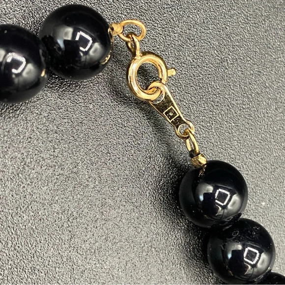 Vintage Avon Black Plastic and Faux Pearl Necklace and Pierced Earrings Set - Picture 10 of 14